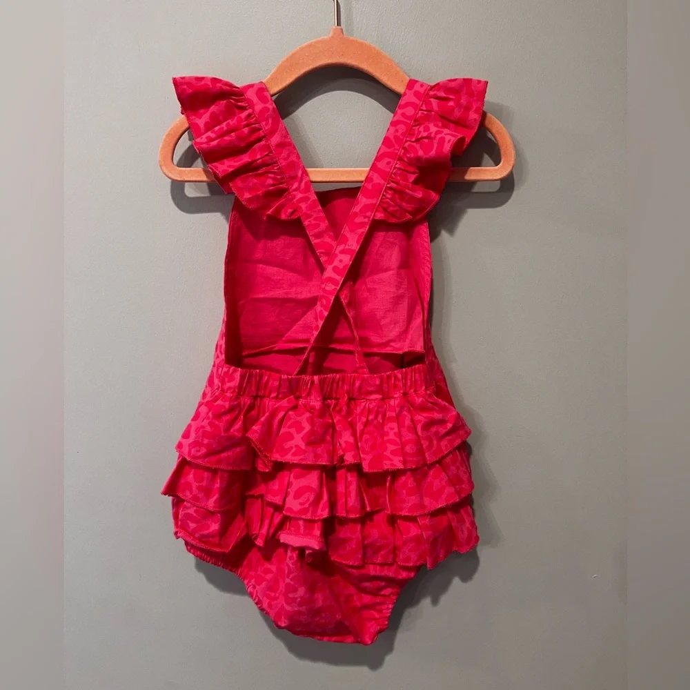 Giselle Poplin Ruffled Strap Bubble Romper, 18-24 months